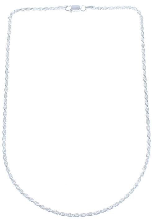 Sterling Silver 16" Italian Rope Chain Necklace KX120887